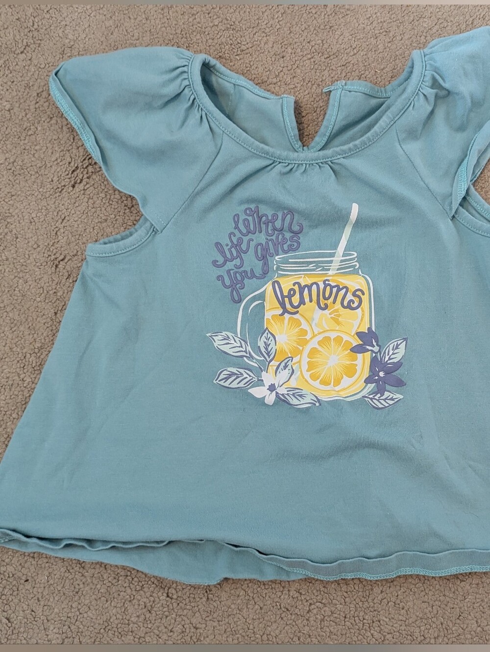 Isaac Mizrahi Light Blue Tee with Yellow Lemon Jar Graphic